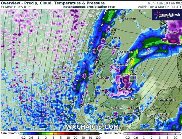 英国降雪地图显示,“来自欧洲的野兽”风暴何时会使英国人冻僵——只有一个地区幸免