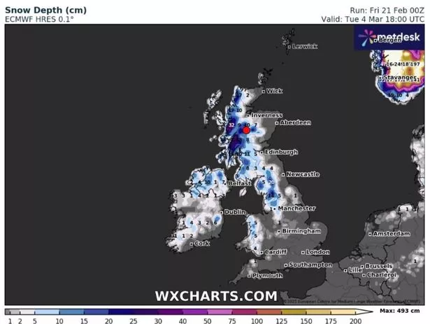新的英国降雪地图准确地显示了英国大片地区何时会变白